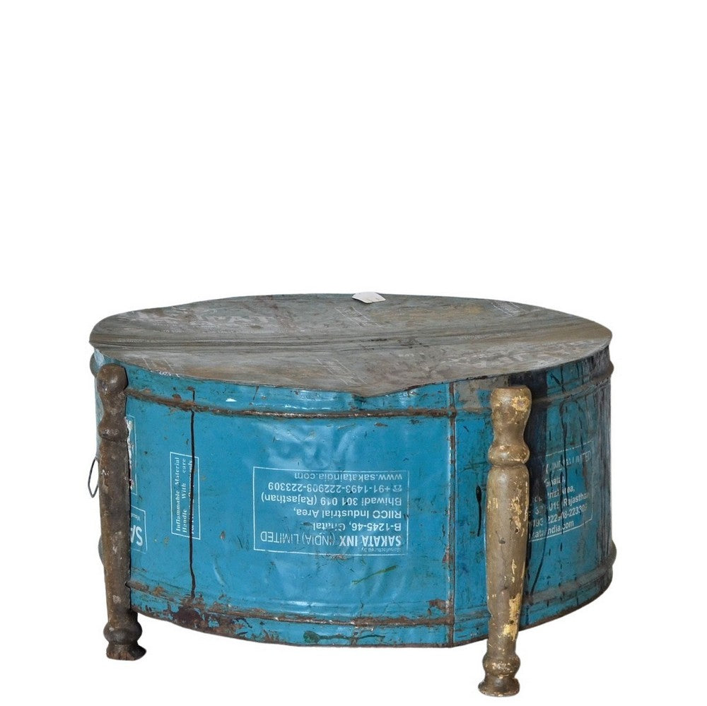 Vintage Indian Metal Drum Coffee Table - Berbere Imports