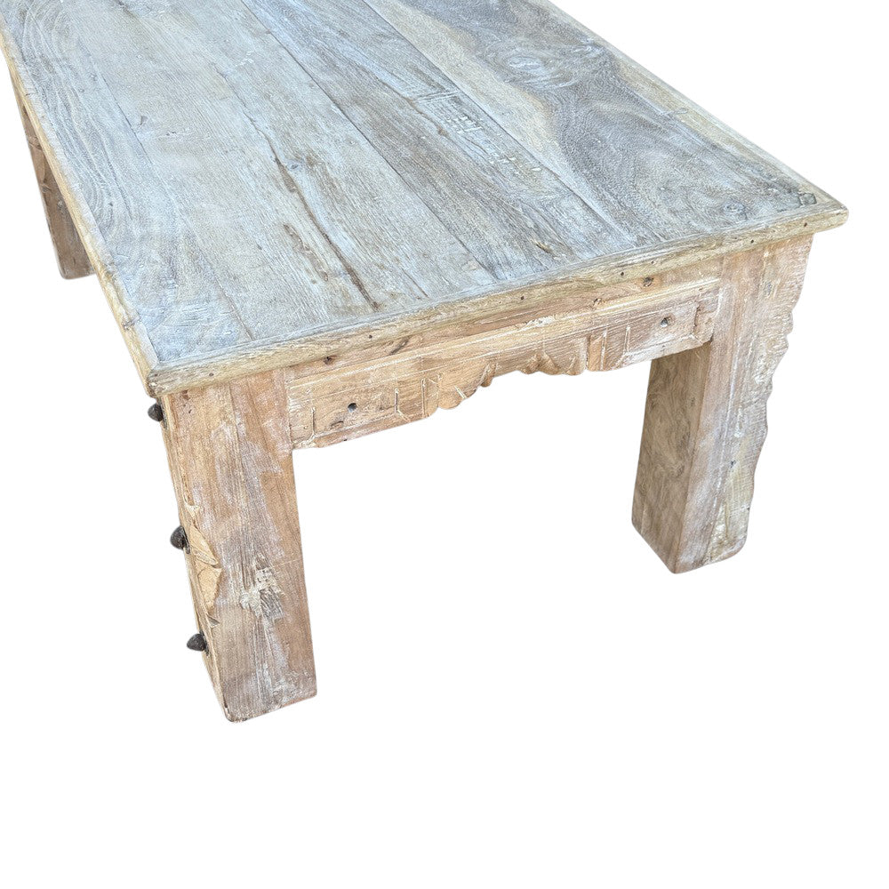 Vintage Indian Carved Wooden Coffee Table No. 177-02 – 17.5" H, view 2 of 7
