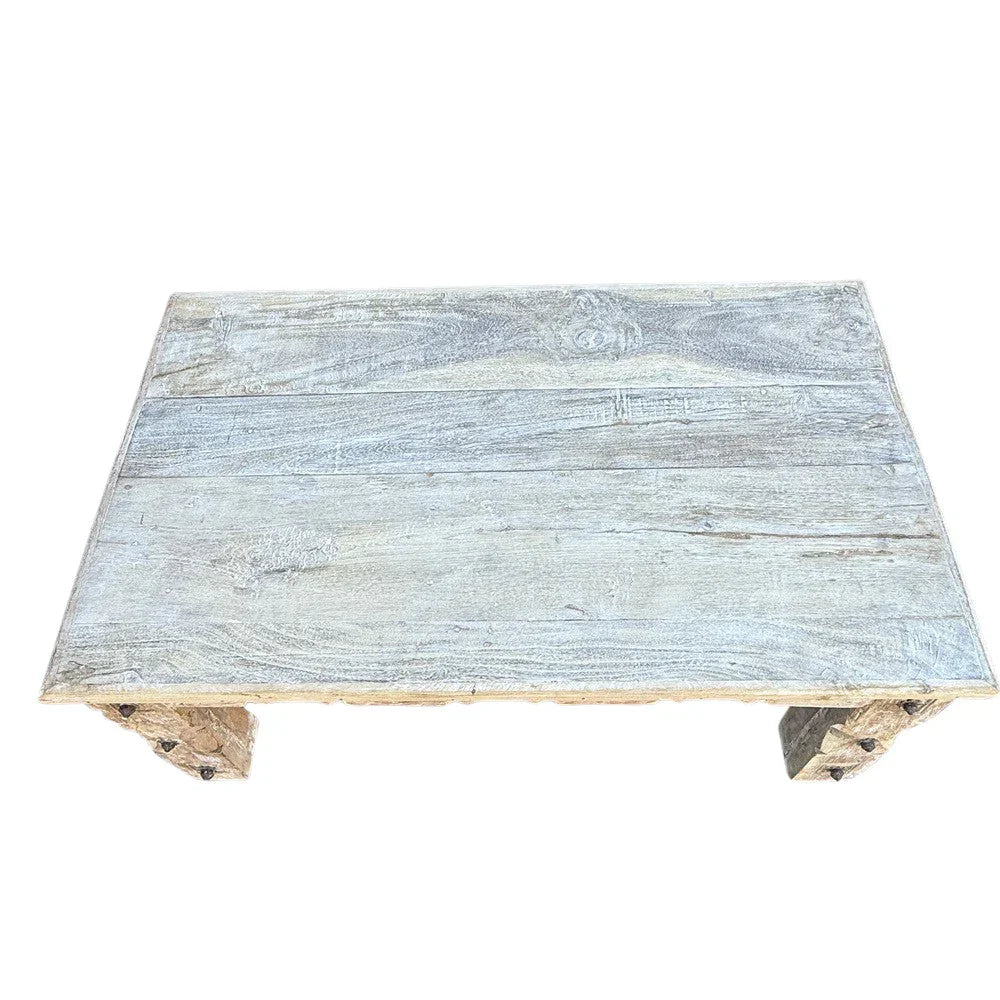 Vintage Indian Carved Wooden Coffee Table - Berbere Imports