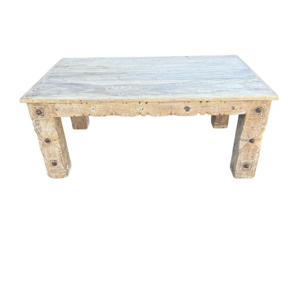 Vintage Indian Carved Wooden Coffee Table No. 177-02 – 17.5" H, view 6 of 7