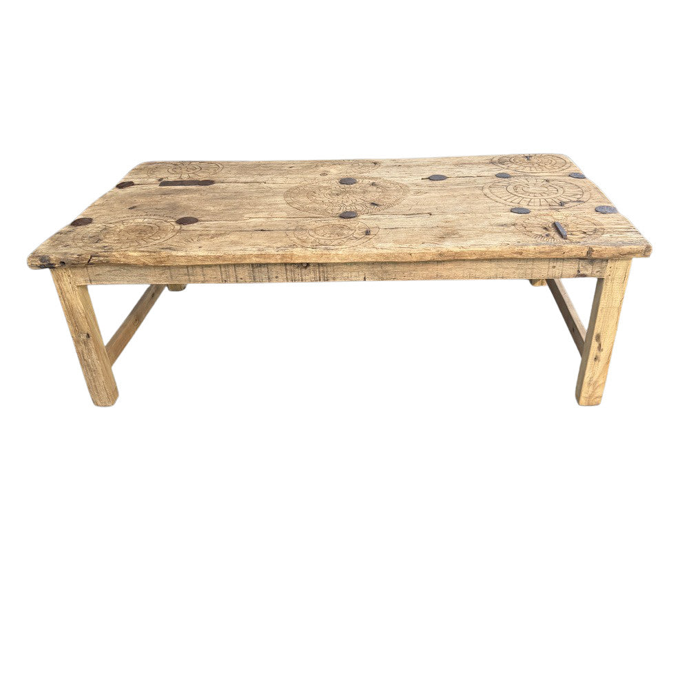 Vintage Indian Carved Wooden Coffee Table - Berbere Imports