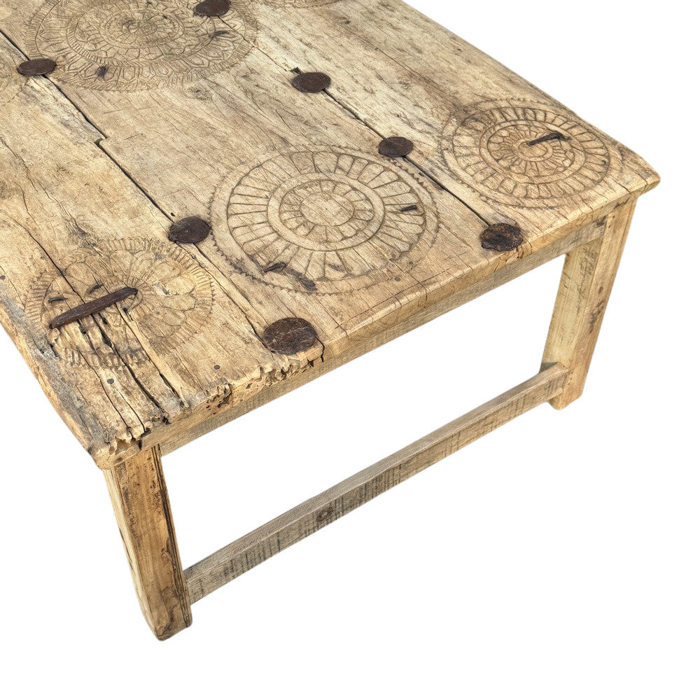 Vintage Indian Carved Wooden Coffee Table - Berbere Imports