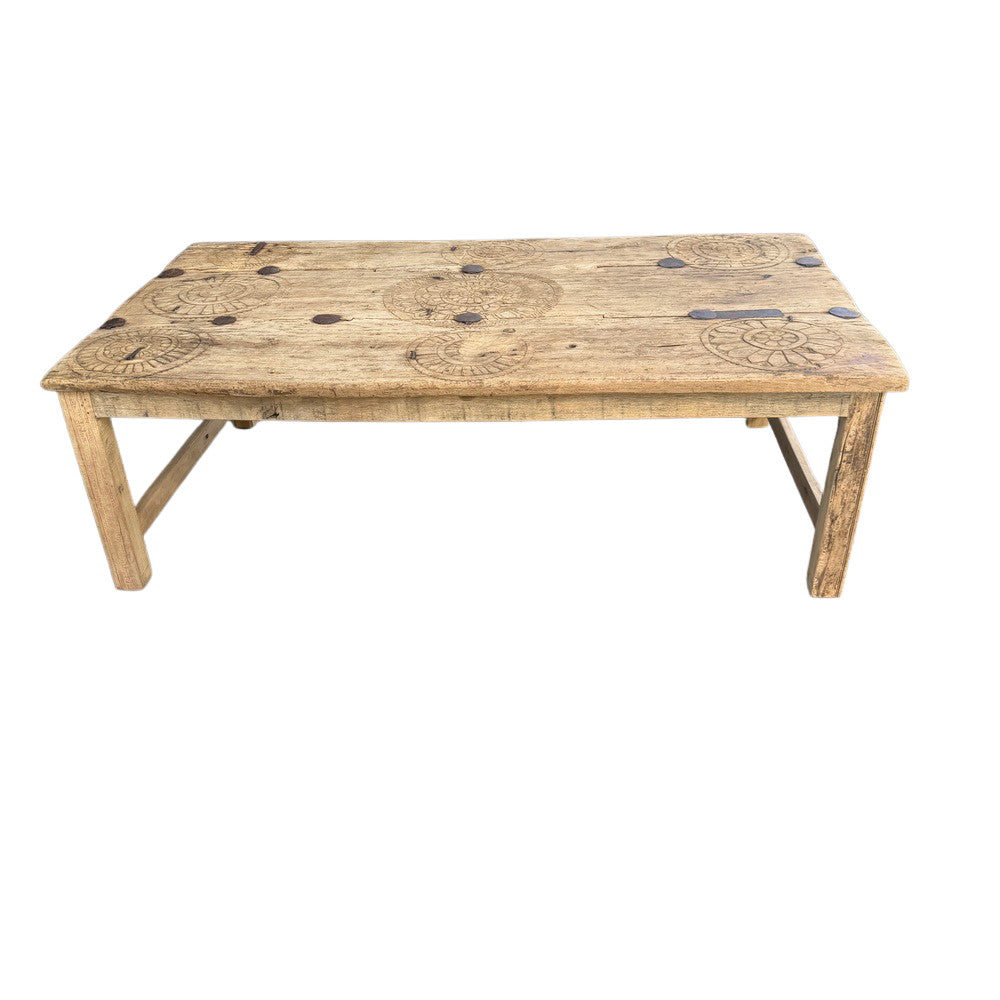 Vintage Indian Carved Wooden Coffee Table - Berbere Imports