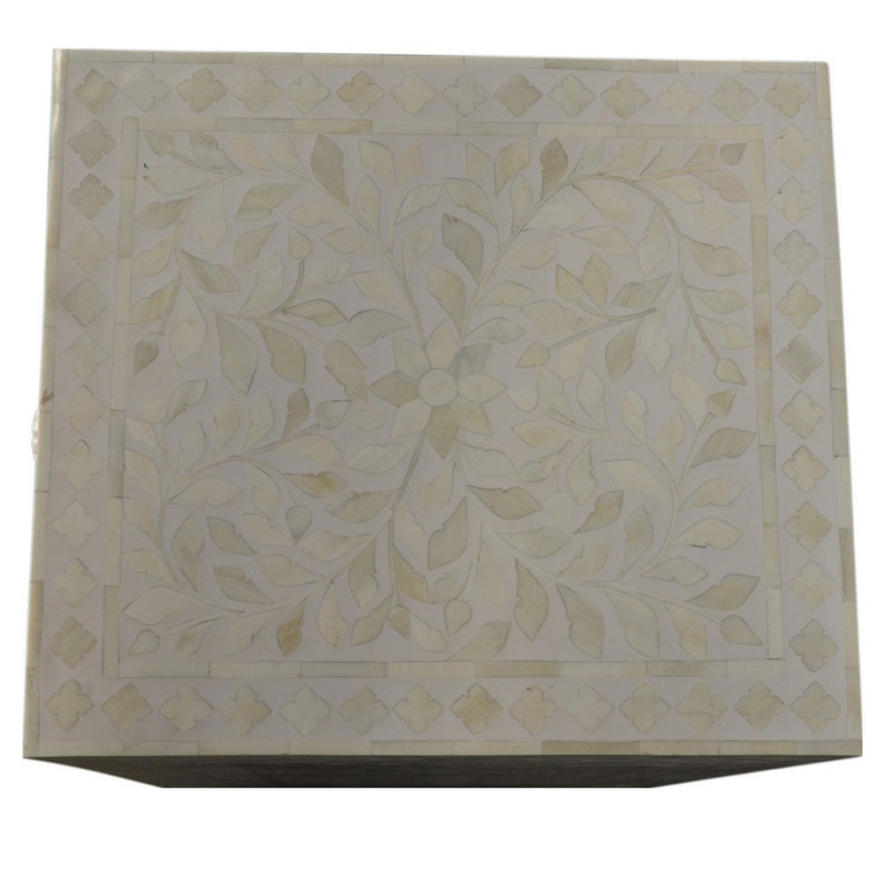 White Bone Inlay Side Table - Berbere Imports