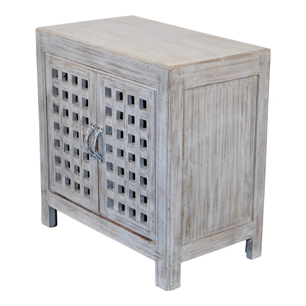 Indian Wooden 2-Door Side Table - Berbere Imports