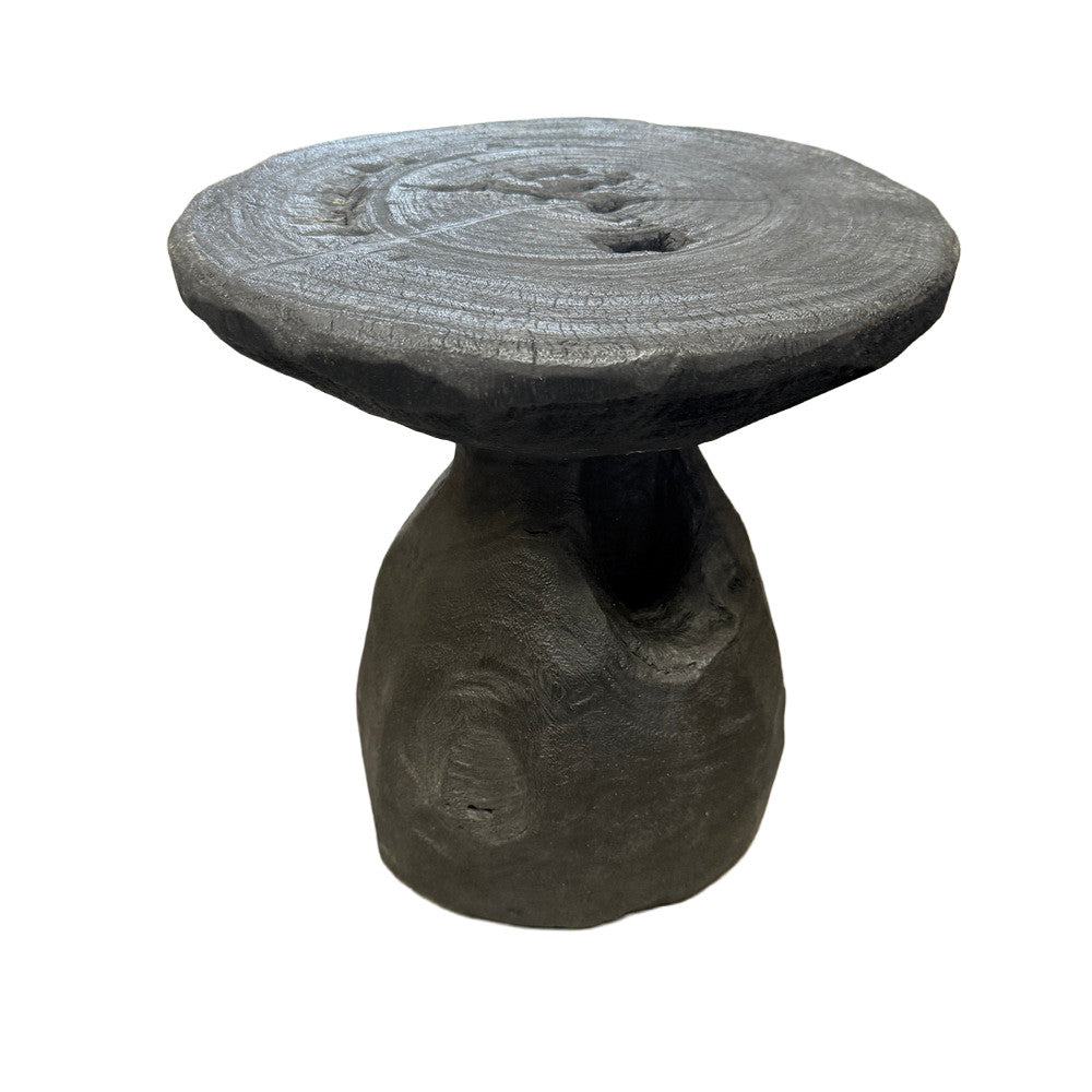 Indonesian Charred Wood Side Table - Berbere Imports