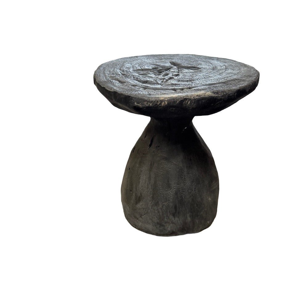 Indonesian Charred Wood Side Table - Berbere Imports