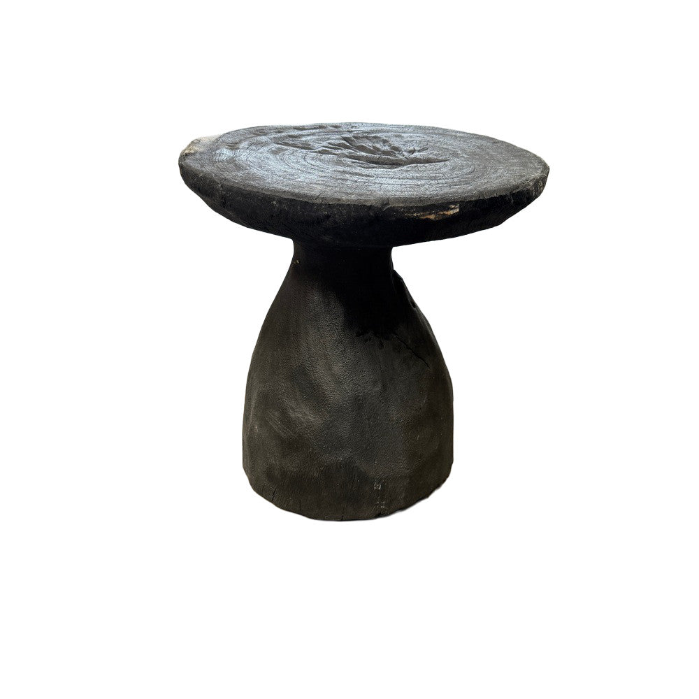 Indonesian Charred Wood Side Table - Berbere Imports