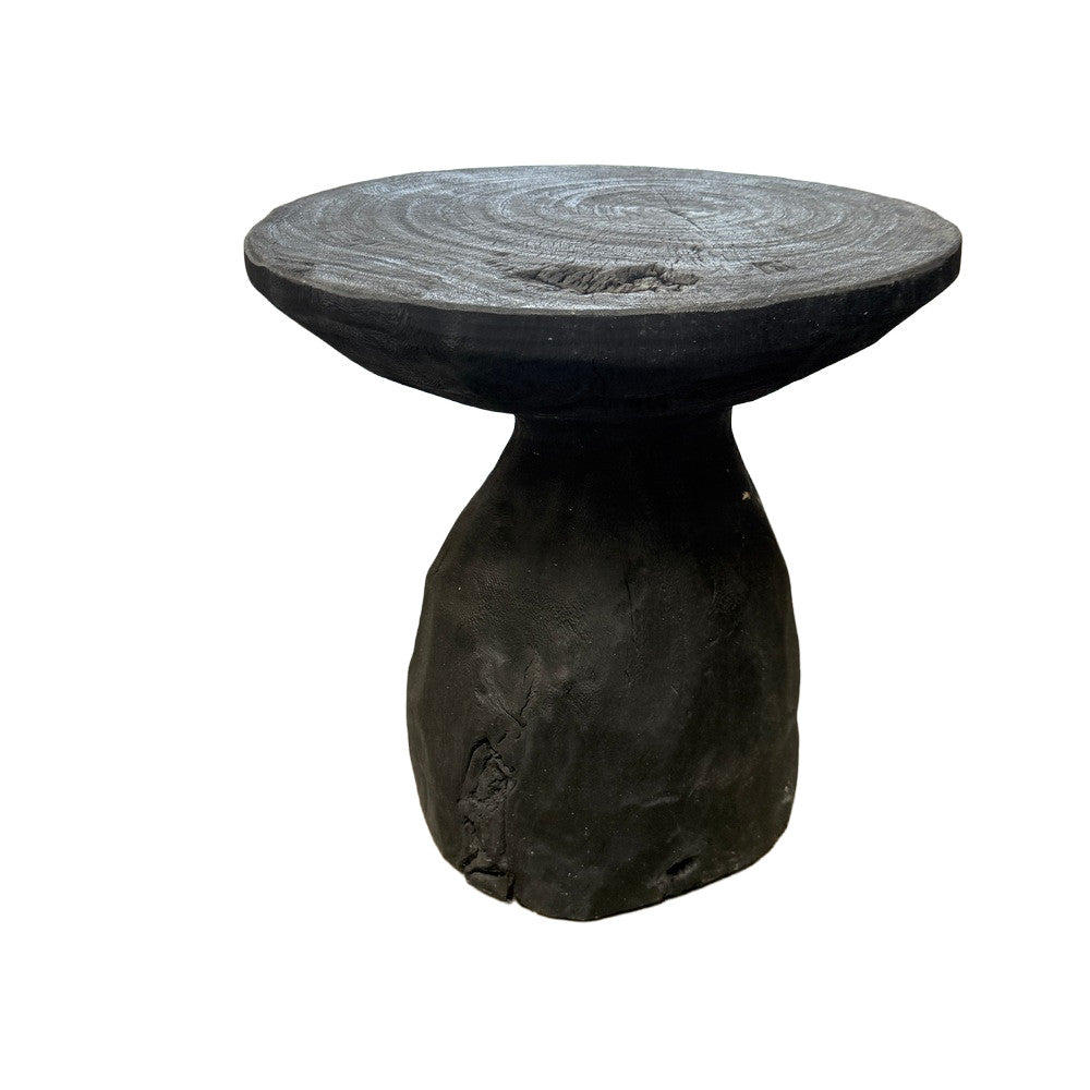 Indonesian Charred Wood Side Table - Berbere Imports
