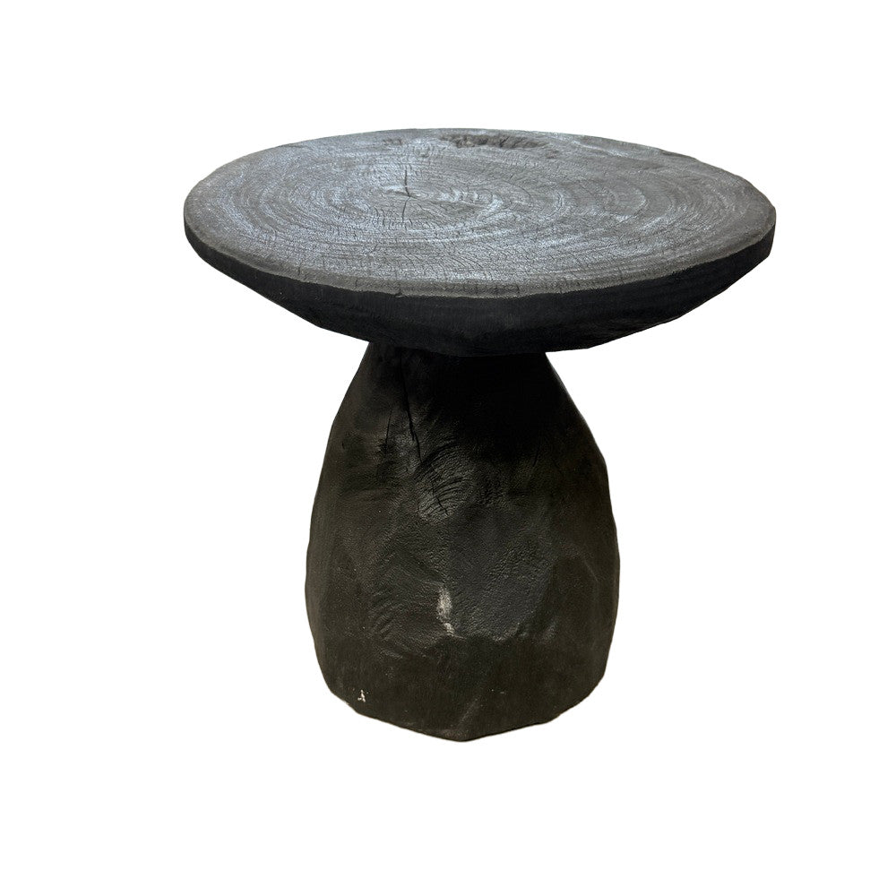 Indonesian Charred Wood Side Table - Berbere Imports