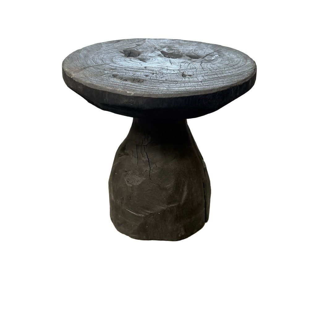 Indonesian Charred Wood Side Table - Berbere Imports
