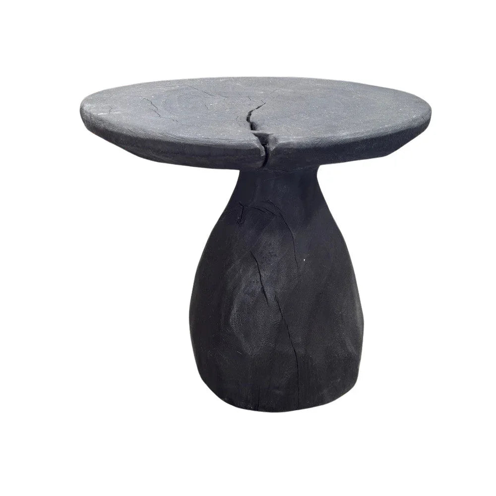 Indonesian Charred Wood Side Table - Berbere Imports