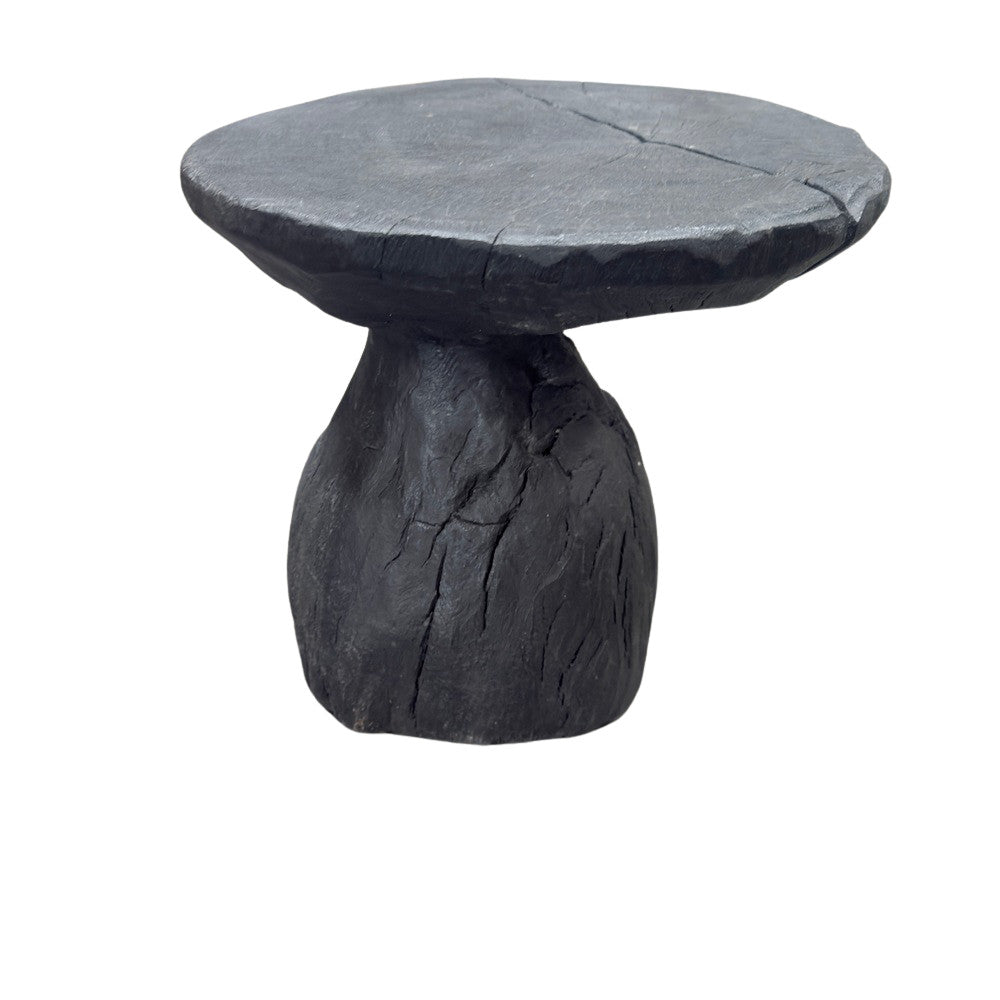 Indonesian Charred Wood Side Table - Berbere Imports