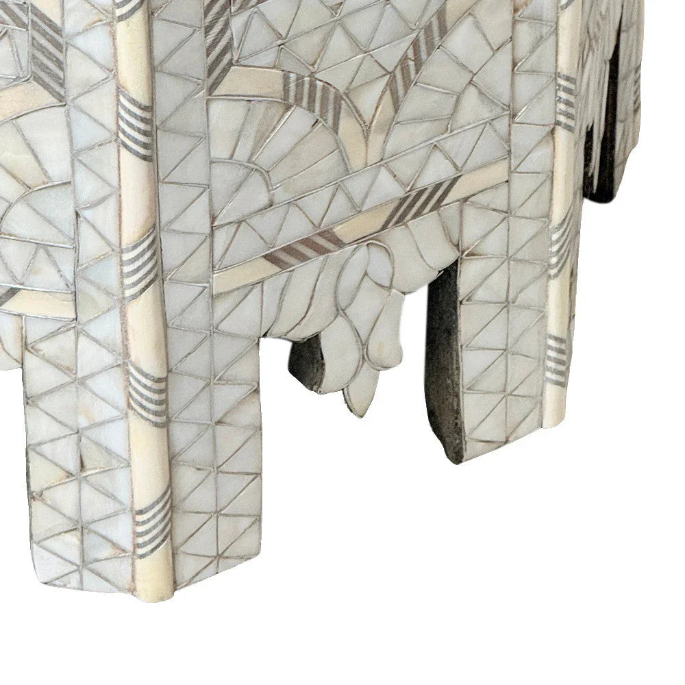 Bone And Mother Of Pearl Side Table - Berbere Imports