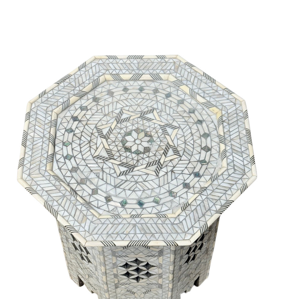 Bone And Mother Of Pearl Side Table - Berbere Imports