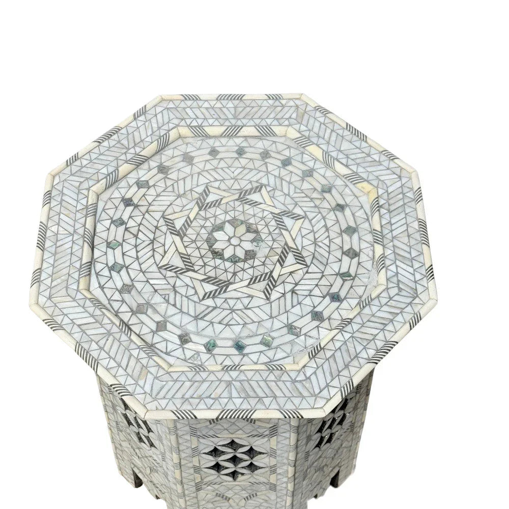 Bone And Mother Of Pearl Side Table - Berbere Imports