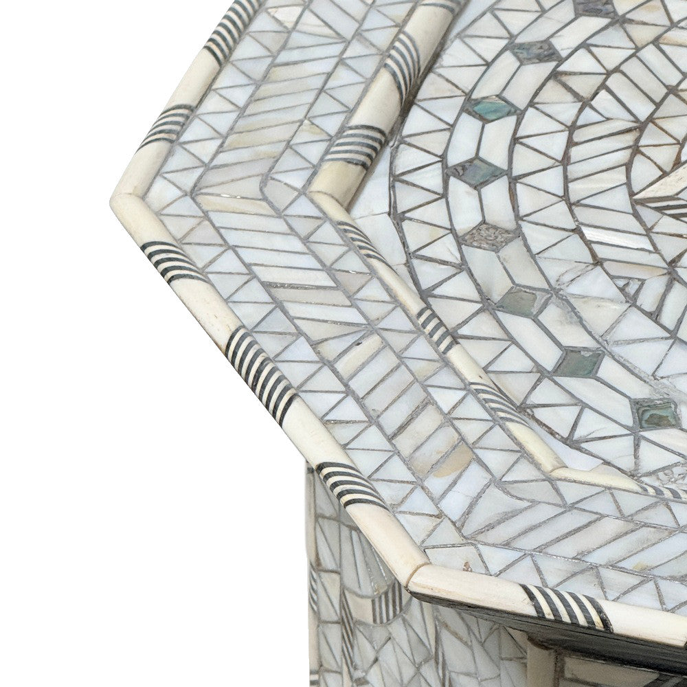 Bone And Mother Of Pearl Side Table - Berbere Imports