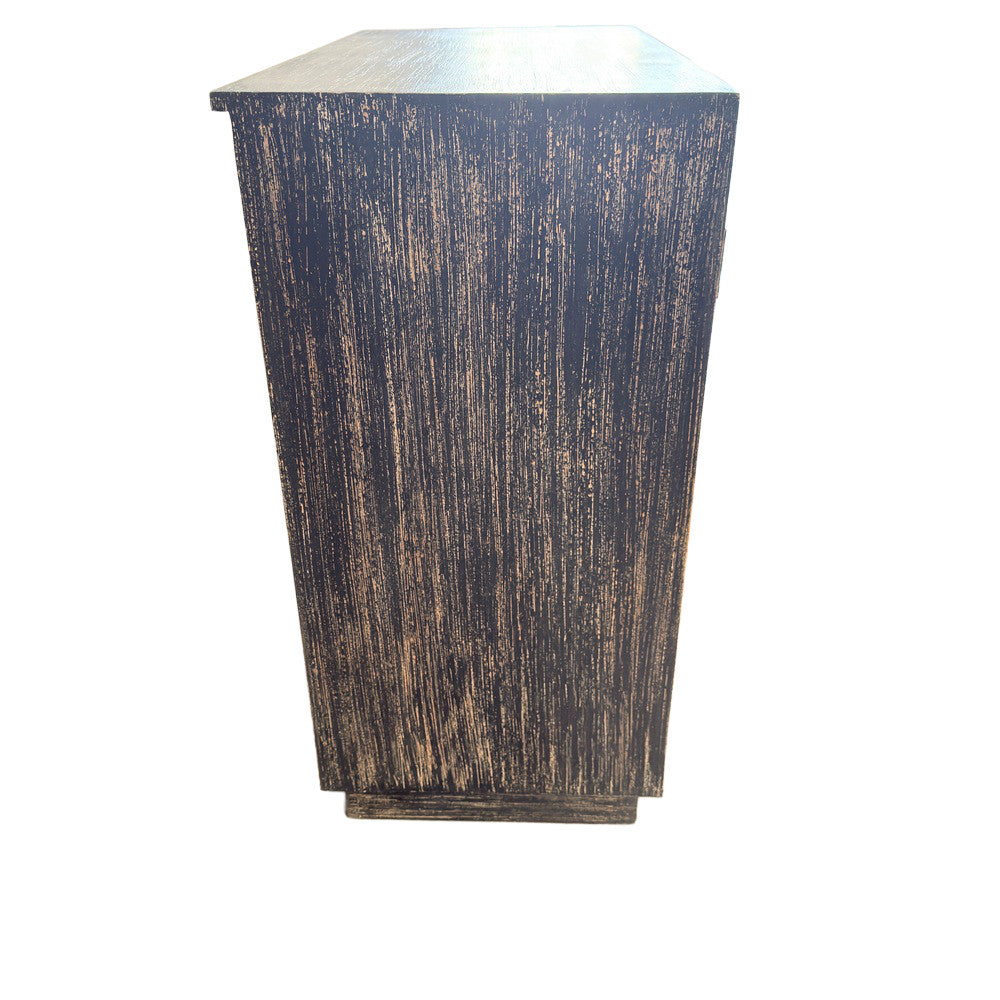 2-Door Wooden Distressed Black Cabinet - Berbere Imports