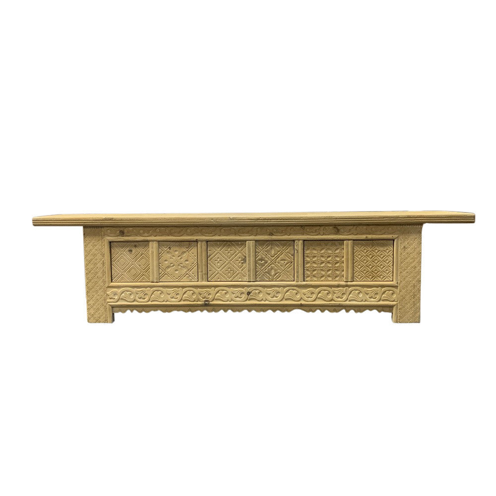 Low Wooden Carved Cabinet - Berbere Imports