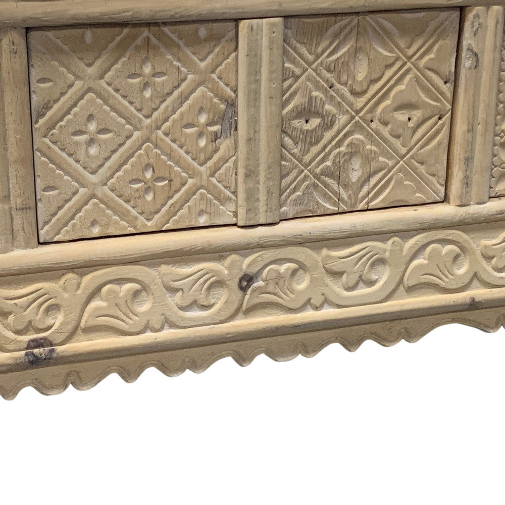 Low Wooden Carved Cabinet - Berbere Imports