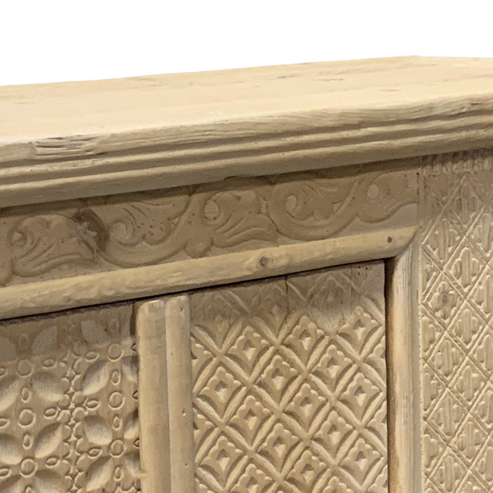 Low Wooden Carved Cabinet - Berbere Imports