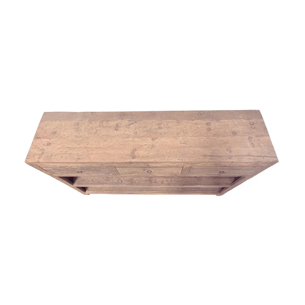 Indian 3-Drawer Wooden Sideboard With Shelves - Berbere Imports
