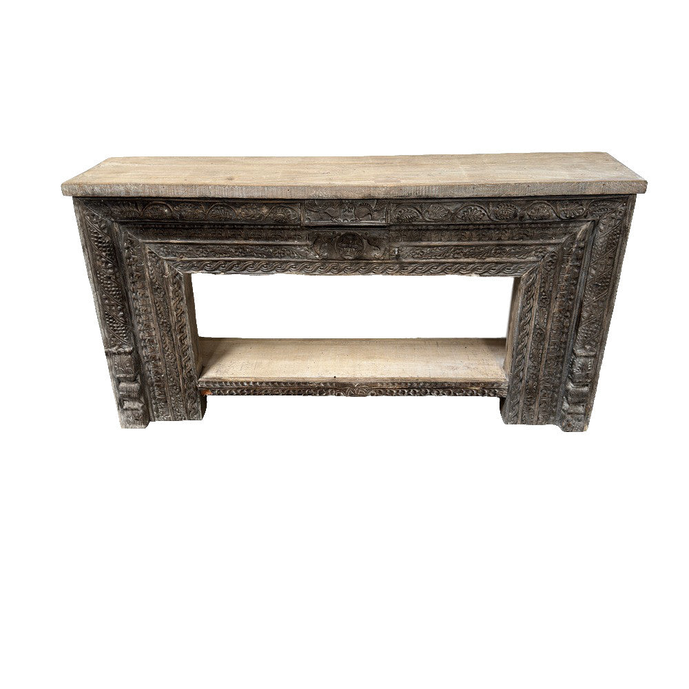 Vintage Indian Carved Wooden Console - Berbere Imports
