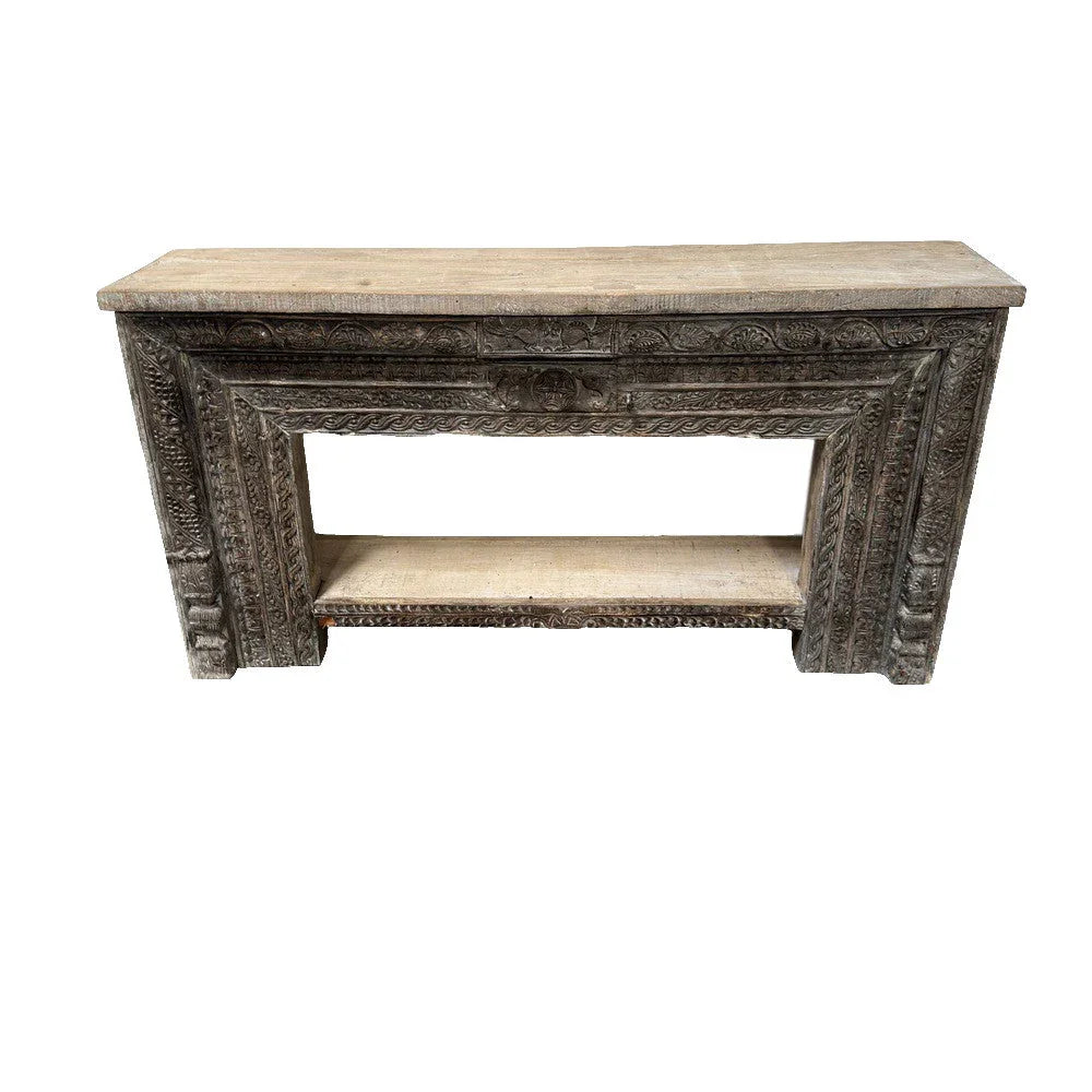 Vintage Indian Carved Wooden Console - Berbere Imports