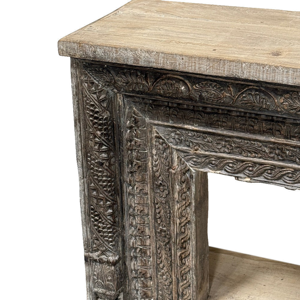 Vintage Indian Carved Wooden Console - Berbere Imports