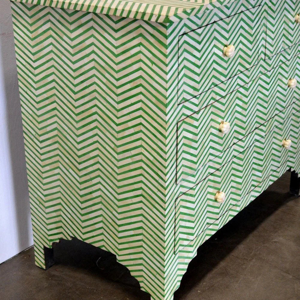 White And Green Bone Inlay 4-Drawer Dresser - Berbere Imports