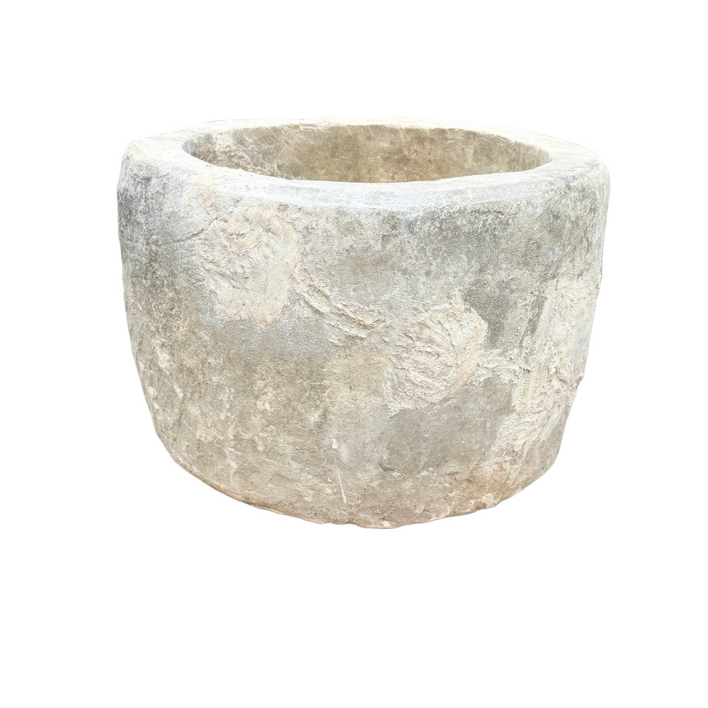 Antique Indonesian Round Limestone Trough - Berbere Imports