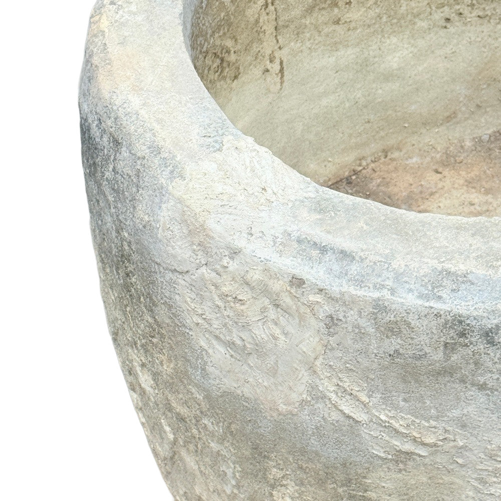 Antique Indonesian Round Limestone Trough - Berbere Imports