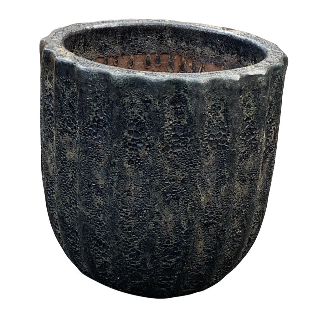 Black Ribbed Planter - Berbere Imports