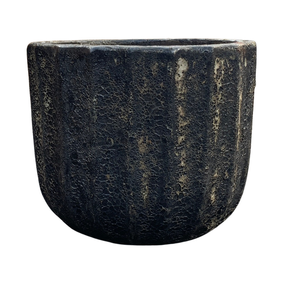 Black Ribbed Planter - Berbere Imports