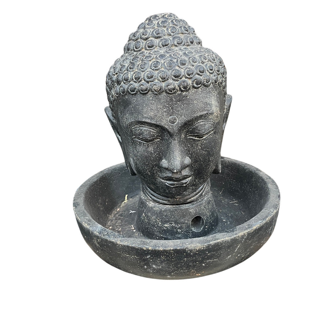 Small Buddha Head Fountain With Round Basin - Berbere Imports