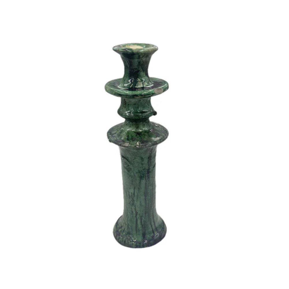 Moroccan Tamegroute Glazed Candlestick Holder - Berbere Imports
