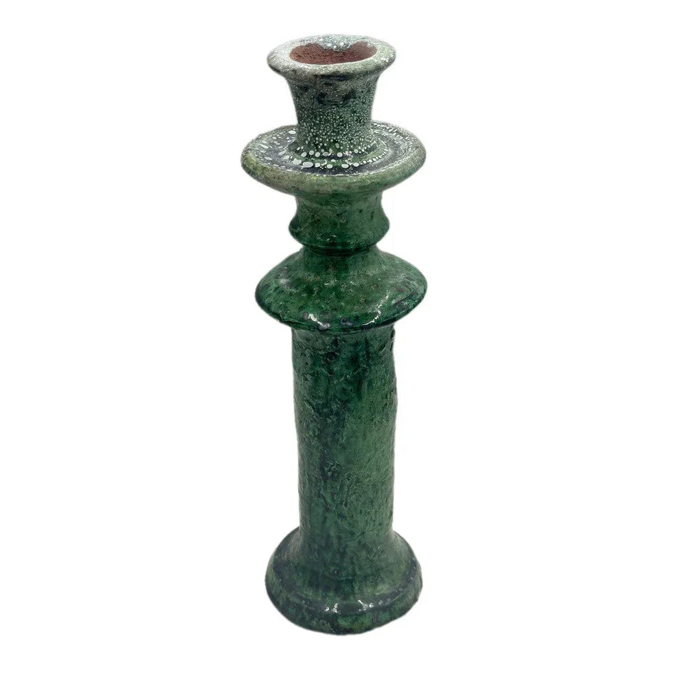 Moroccan Tamegroute Glazed Candlestick Holder - Berbere Imports