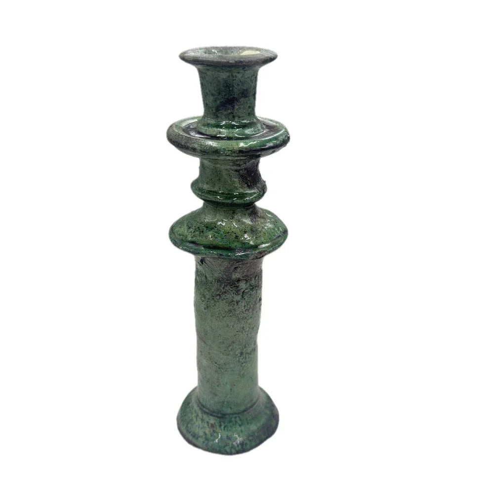 Moroccan Tamegroute Glazed Candlestick Holder - Berbere Imports