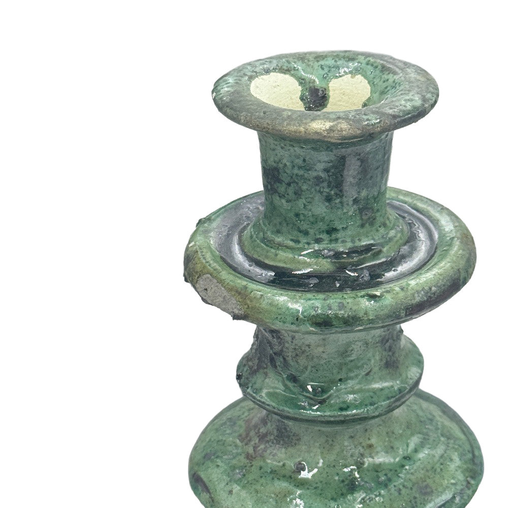 Moroccan Tamegroute Glazed Candlestick Holder - Berbere Imports