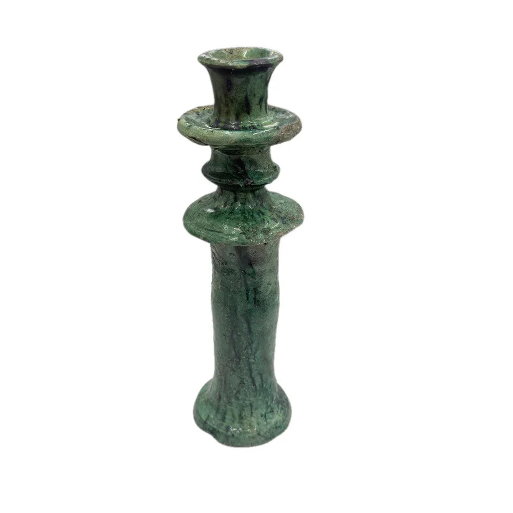 Moroccan Tamegroute Glazed Candlestick Holder - Berbere Imports