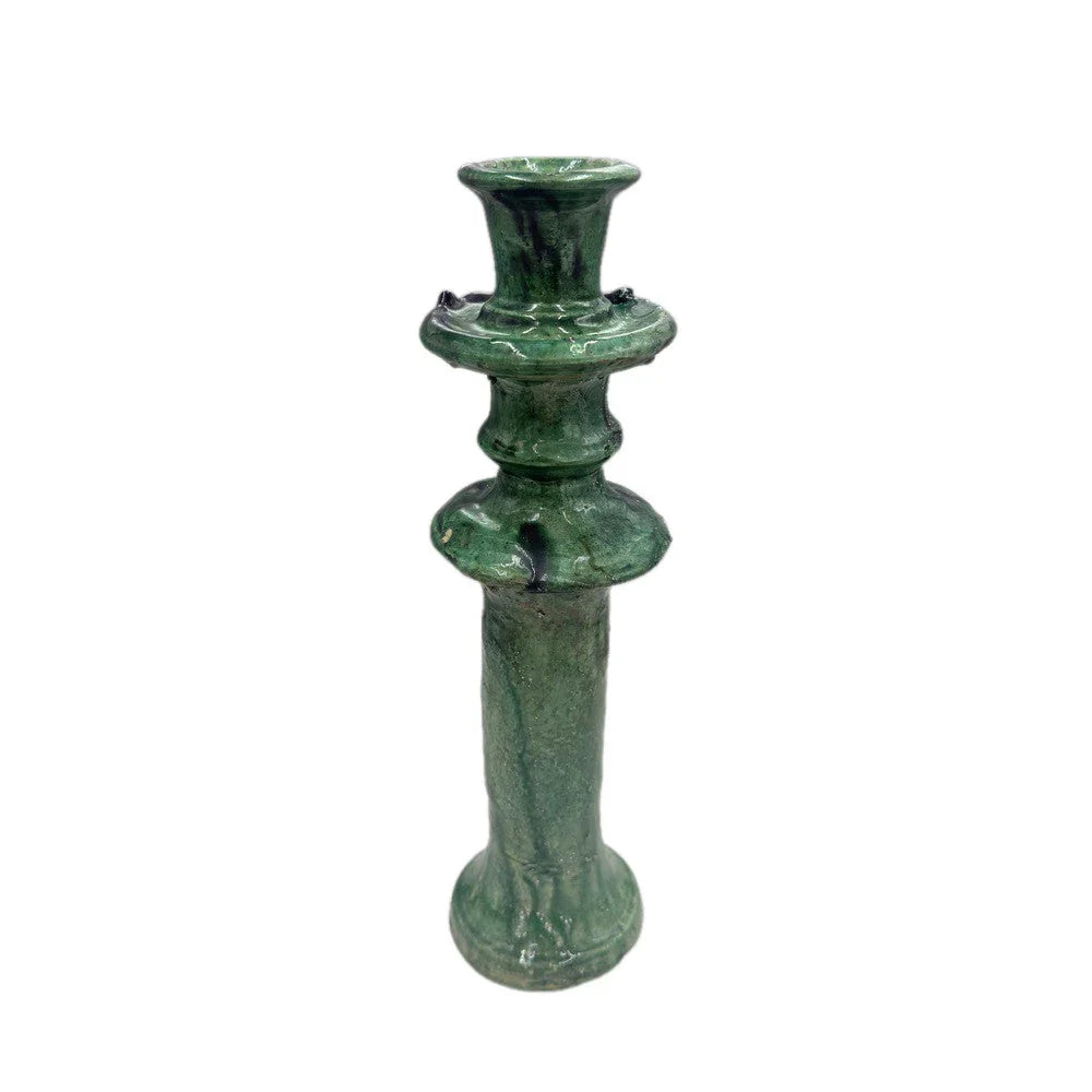 Moroccan Tamegroute Glazed Candlestick Holder - Berbere Imports