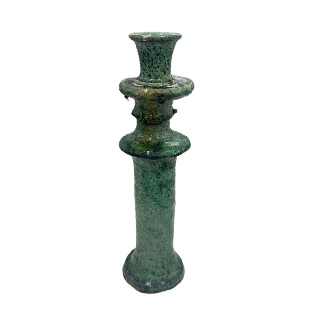 Moroccan Tamegroute Glazed Candlestick Holder - Berbere Imports