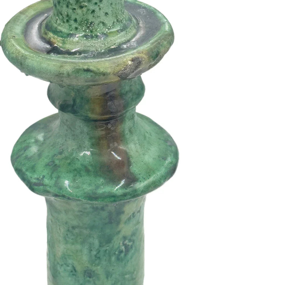 Moroccan Tamegroute Glazed Candlestick Holder - Berbere Imports