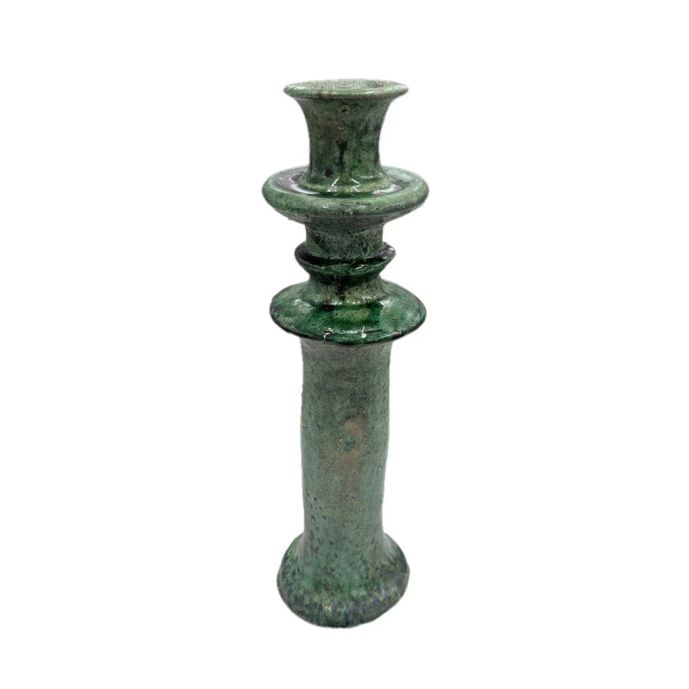 Moroccan Tamegroute Glazed Candlestick Holder - Berbere Imports