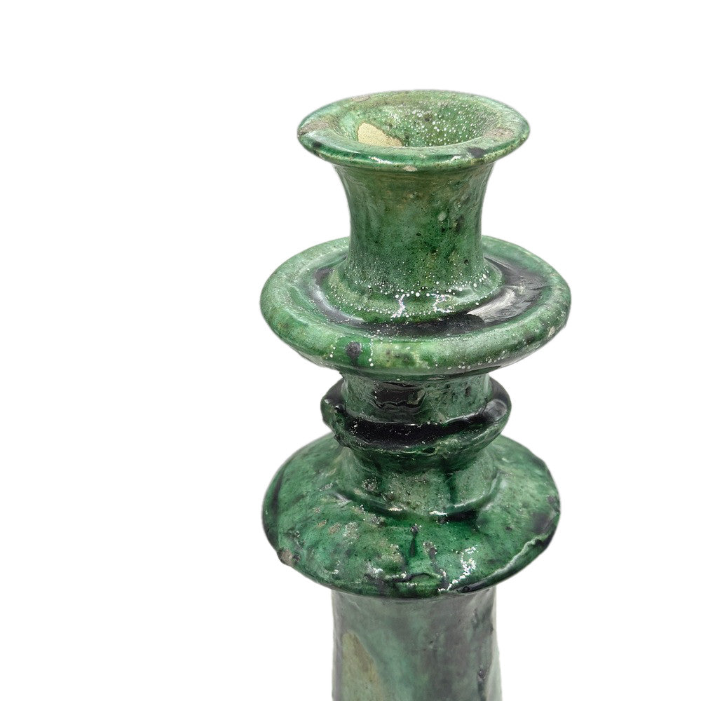 Moroccan Tamegroute Glazed Candlestick Holder - Berbere Imports