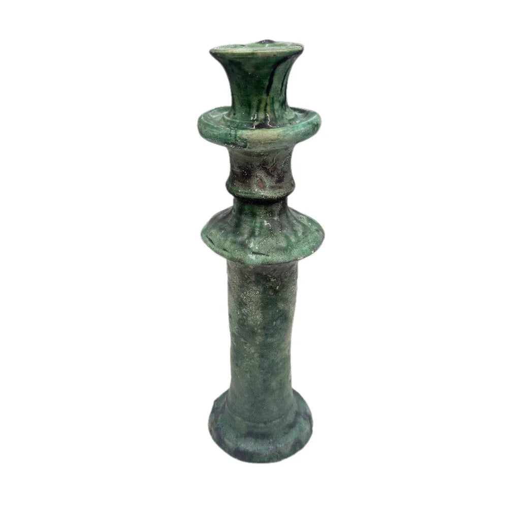 Moroccan Tamegroute Glazed Candlestick Holder - Berbere Imports