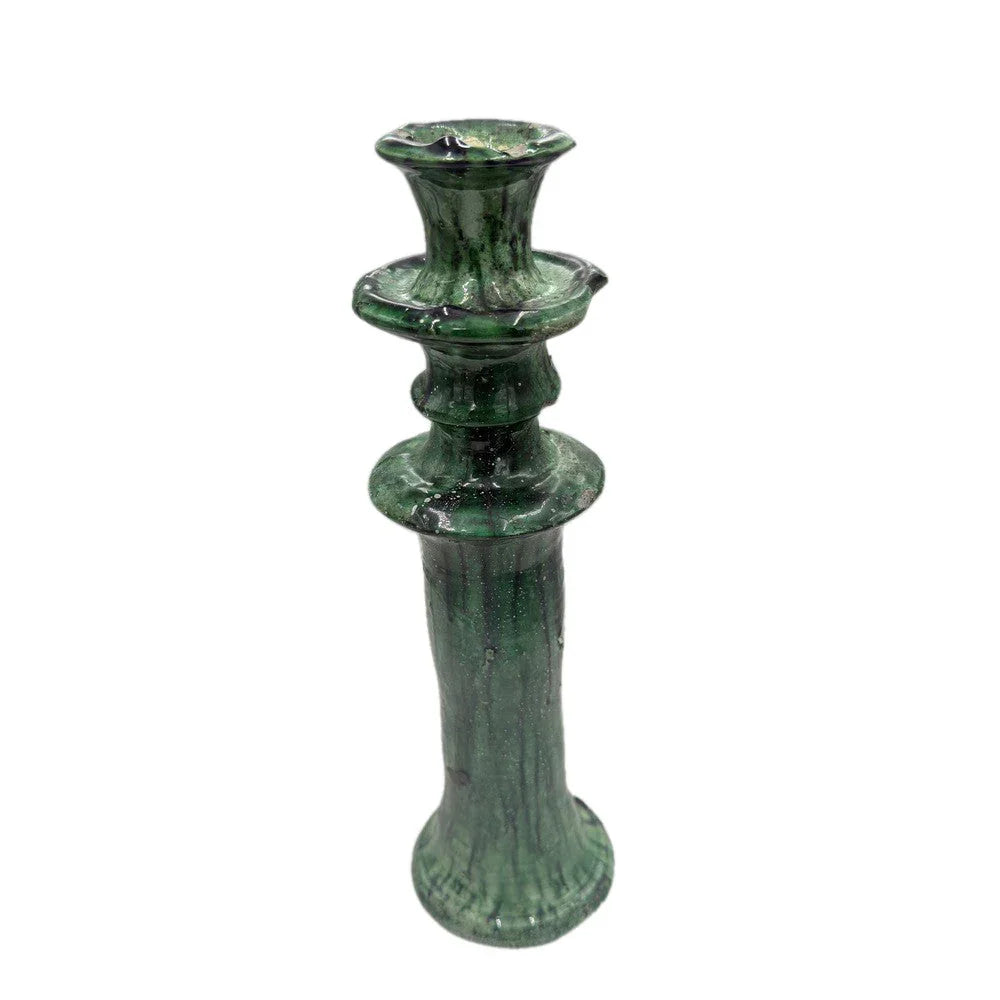 Moroccan Tamegroute Glazed Candlestick Holder - Berbere Imports