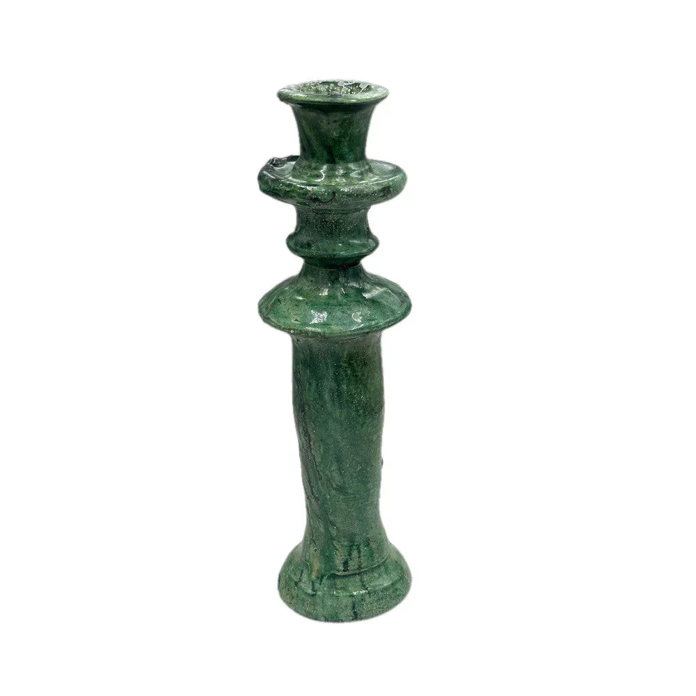 Moroccan Tamegroute Glazed Candlestick Holder - Berbere Imports