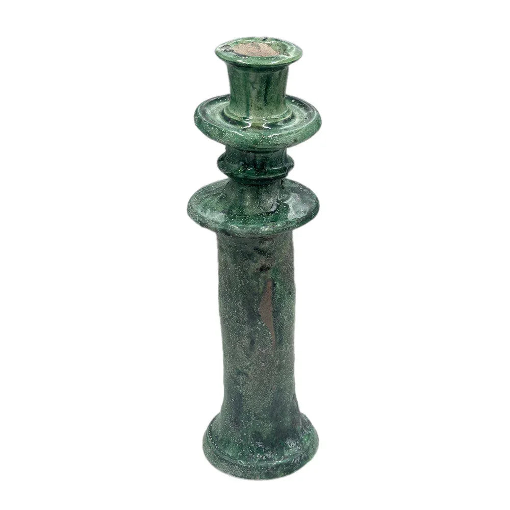 Moroccan Tamegroute Glazed Candlestick Holder - Berbere Imports