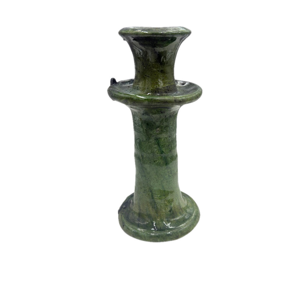 Moroccan Tamegroute Glazed Candlestick Holder - Berbere Imports